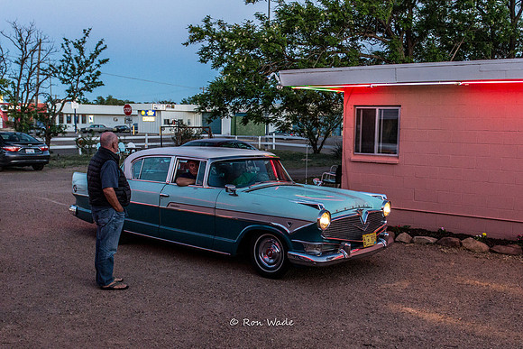 1957 Hudson Hornet, Route 66, Tucumacari, Blue Swallow, -3656
