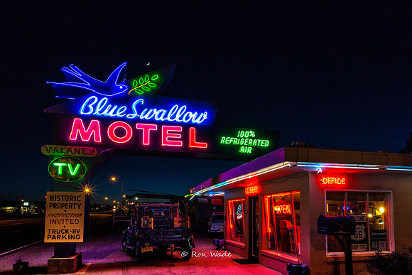Blue Swallow neon, Route 66, Tucumacari, Blue Swallow, -3673