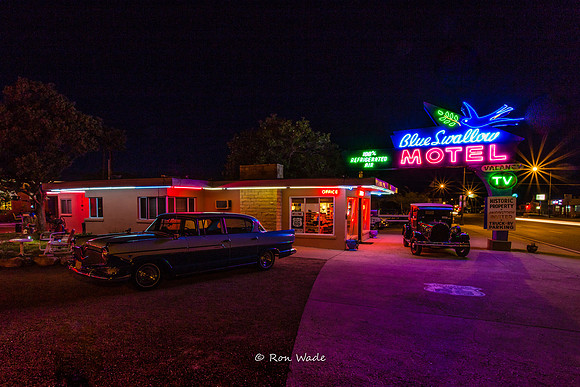 Blue Swallow neon, Route 66, Tucumacari, Blue Swallow, -3676