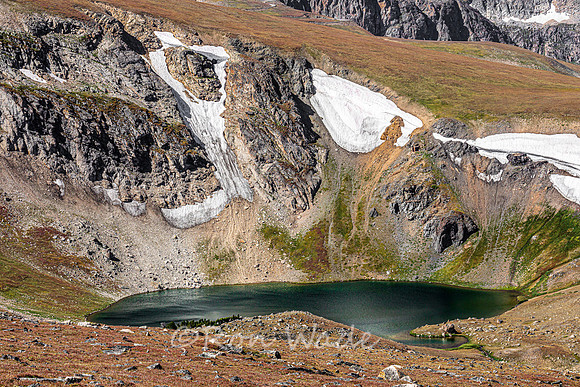 snowpack, ponds, mountains, Beartooth Highway-9894