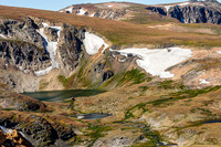 snowpack, ponds, mountains, Beartooth Highway-9886
