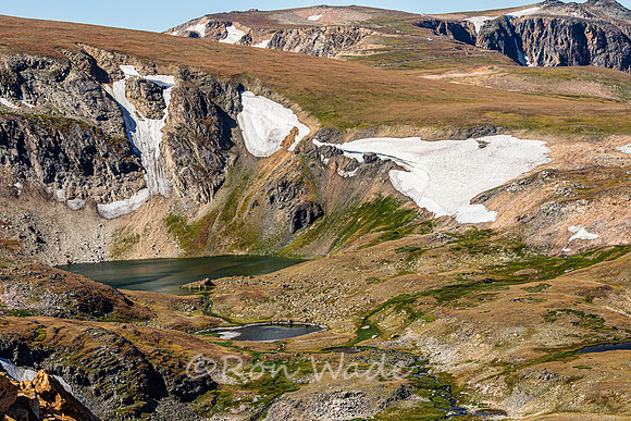 snowpack, ponds, mountains, Beartooth Highway-9886